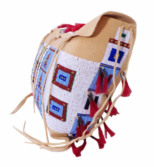 Native American Made XLG Tipi Bag: Old Stock Italian Beads on Brain Tanned Hide - Image 4